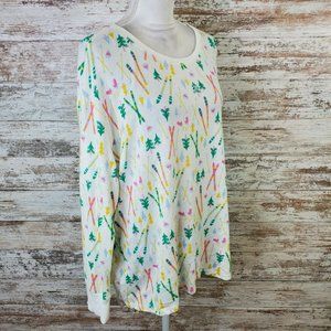 Free Press White Winter Graphics Long Sleeve Crew Neck Size XL